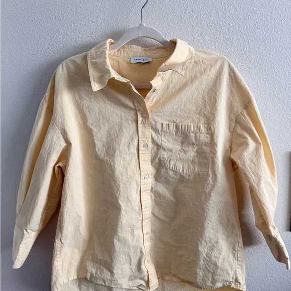 Anine Bing Mika Shirt Yellow - Small - Picture 2 of 5